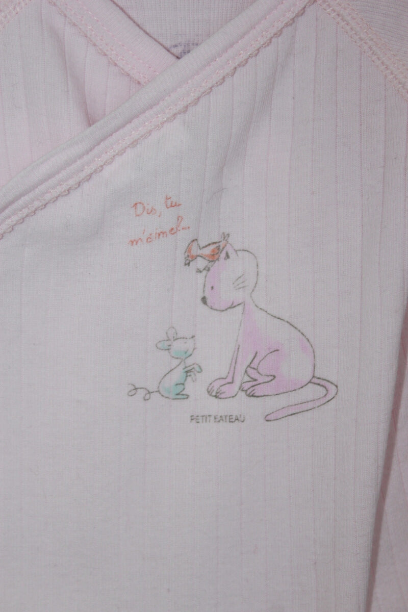 preloved katoenen roze overslagromper met lange mouwen in maat 62 van petit bateau