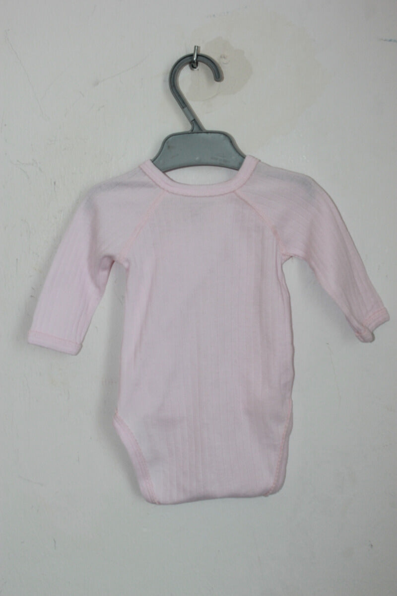 preloved katoenen roze overslagromper met lange mouwen in maat 62 van petit bateau