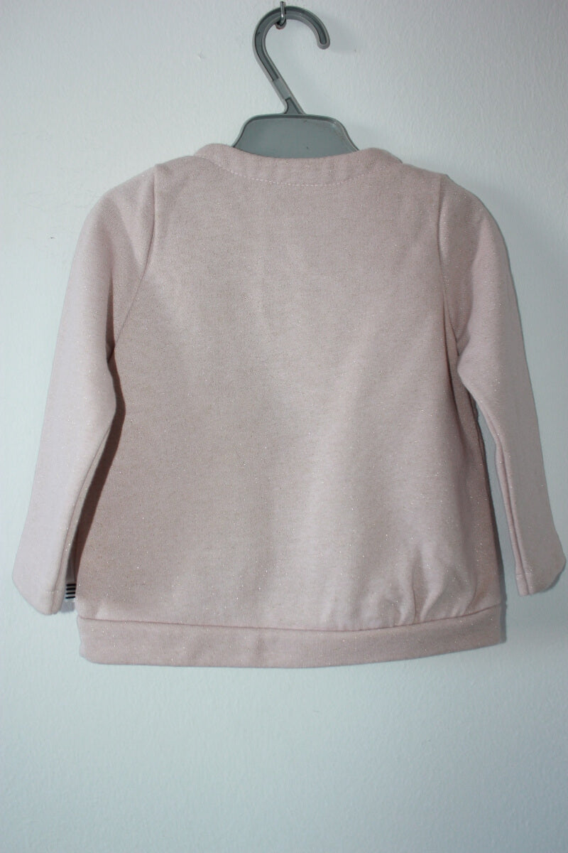 preloved poederroze vest met gouden glitters in maat 74 van petit bateau