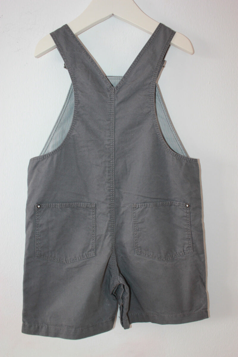 preloved katoenen korte grijze salopette van petit bateau in maat 74 voor een baby jongen