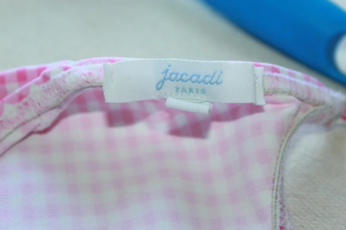 tweedehands roze-wit geruit badpak van jacadi in maat 104