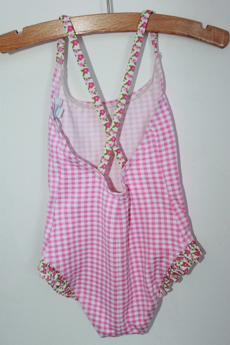 tweedehands roze-wit geruit badpak van jacadi in maat 104