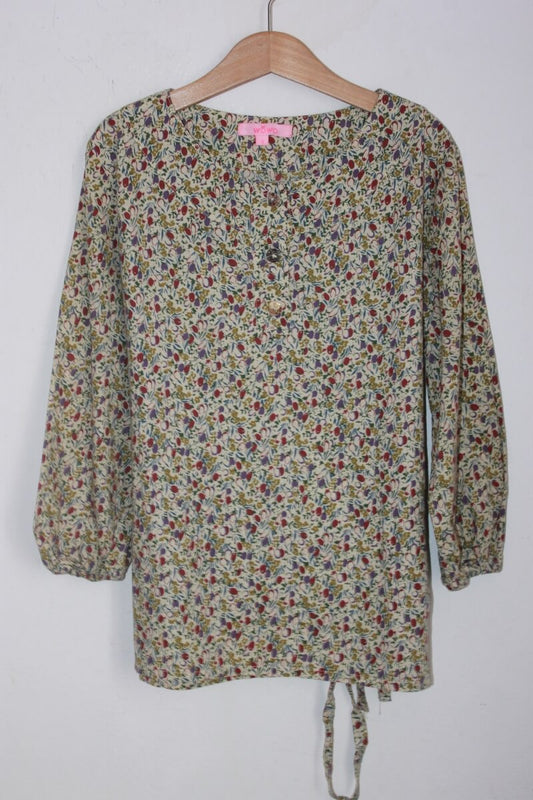 tweedehands katoenen liberty blouse in multicolour met lange mouwen, maat 128 voor een meisje van wowo paris