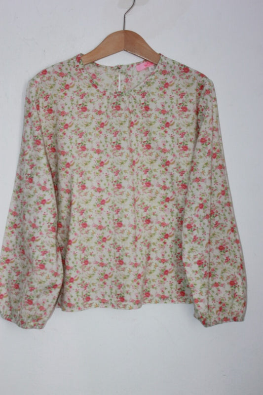 tweedehands gebloemde blouse in multicolour met lange mouwen, maat 128 voor een meisje van wowo Paris