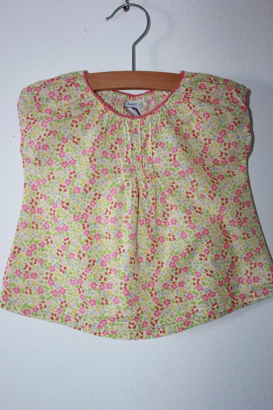 tweedehands gebloemde blouse in multicolour met korte mouwen van petit bateau, maat 68