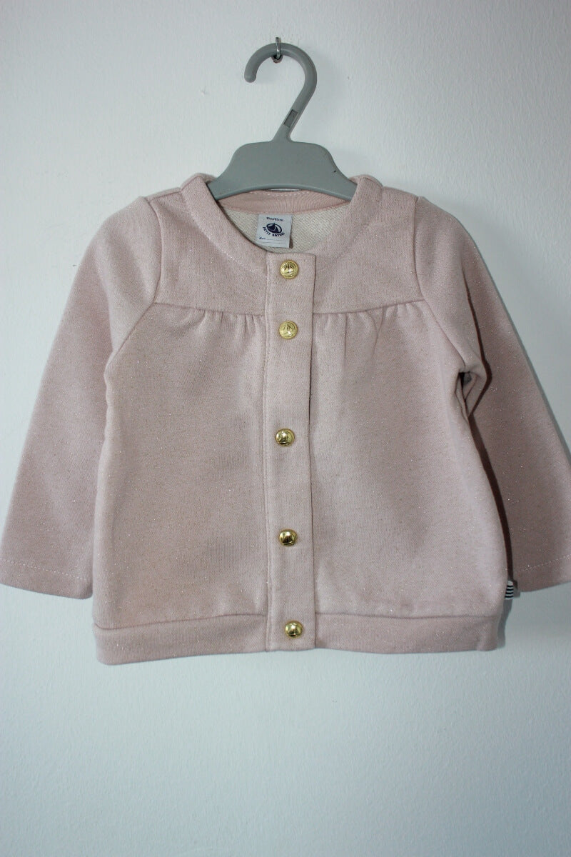 preloved poederroze vest met gouden glitters in maat 74 van petit bateau