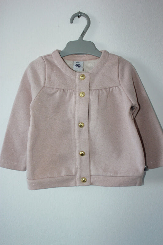 preloved poederroze vest met gouden glitters in maat 74 van petit bateau