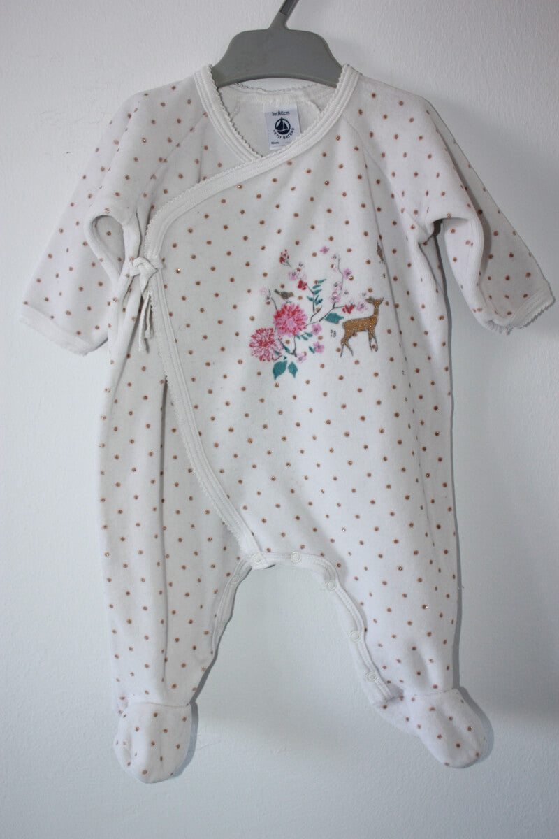 tweedehands velours playsuit in maat 62 van petit bateau voor een baby meisje
