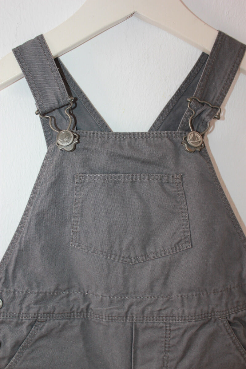 preloved katoenen korte grijze salopette van petit bateau in maat 74 voor een baby jongen