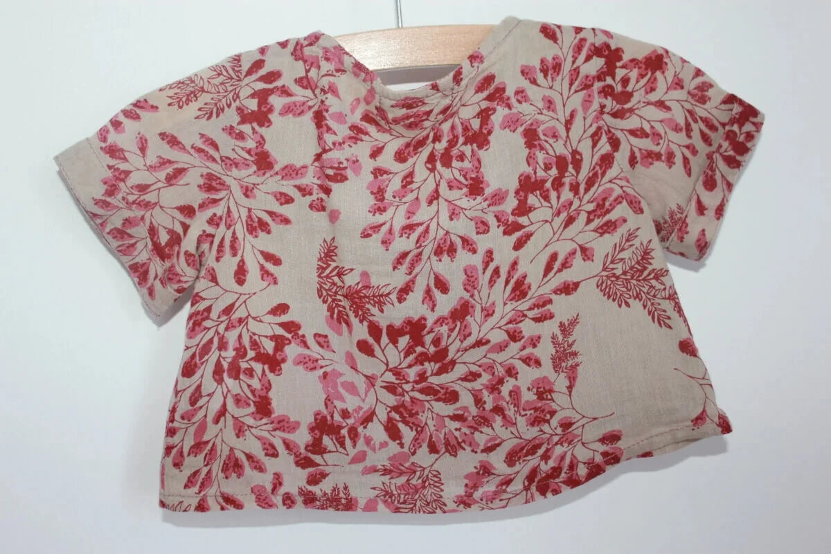 Preloved katoenen zomerse gebloemde blouse in multicolour en korte mouwen van wowo paris, maar 62 voor een baby meisje