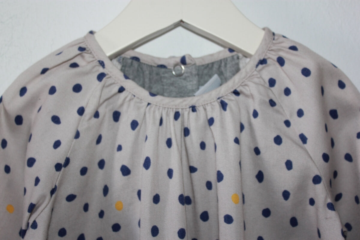 preloved katoenen jurk met lange mouwen en stippen in multicolour van petit bateau in maat 80