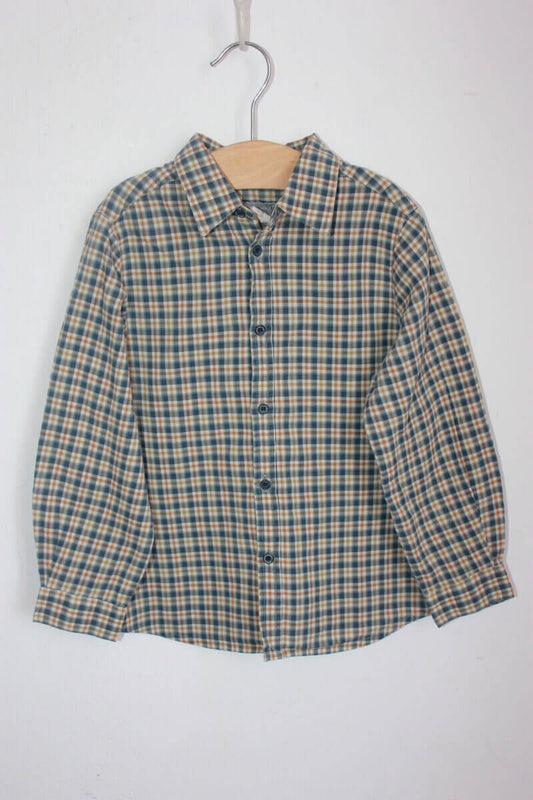 tweedehands katoenen geruit overhemd in multicolour met lange mouwen van bonpoint in maat 98-104 voor een jongen